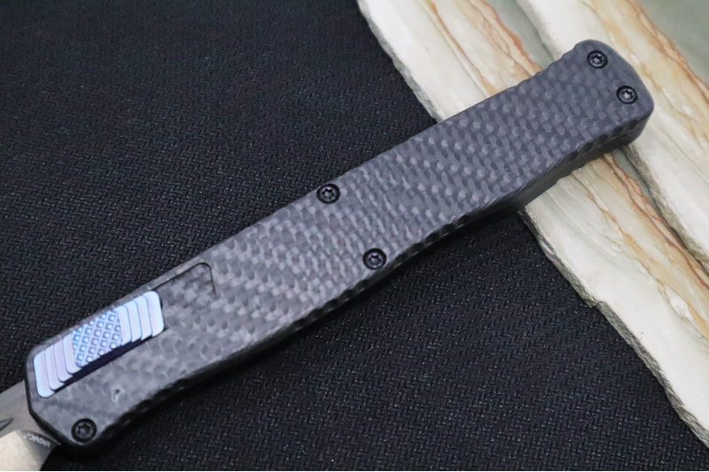 Heretic Knives Cleric II OTF - Black DLC Finish / Tanto Blade / Black Anodized Handle & Carbon Fiber Inlay / CPM-Magnacut Steel