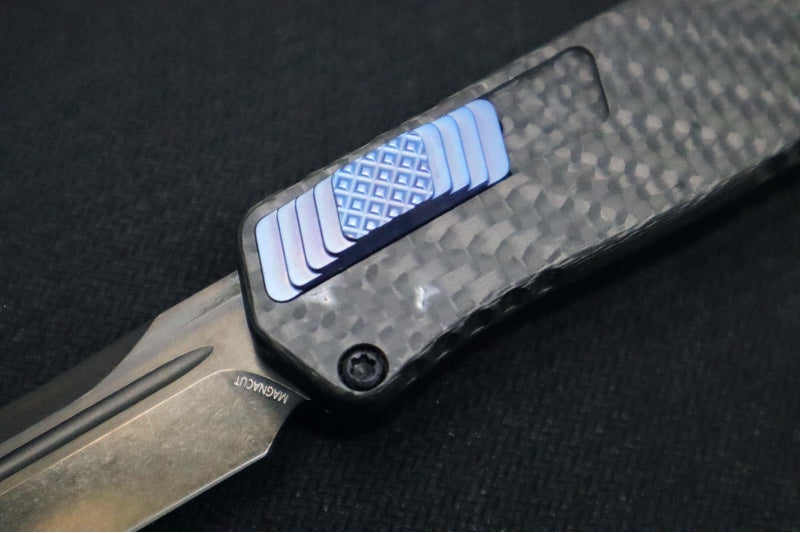 Heretic Knives Cleric II OTF - Black DLC Finish / Tanto Blade / Black Anodized Handle & Carbon Fiber Inlay / CPM-Magnacut Steel