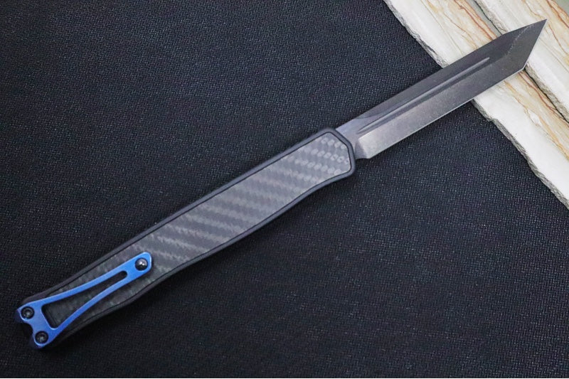 Heretic Knives Cleric II OTF - Black DLC Finish / Tanto Blade / Black Anodized Handle & Carbon Fiber Inlay / CPM-Magnacut Steel