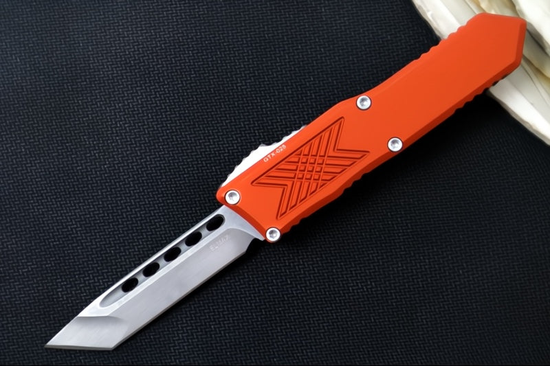 Guardian Tactical GTX-025 OTF - Stonewash Finish / Elmax Steel / Tanto Blade / Burnt Orange Anodized Aluminum Handle 12-4521