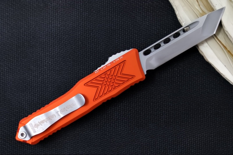 Guardian Tactical GTX-025 OTF - Stonewash Finish / Elmax Steel / Tanto Blade / Burnt Orange Anodized Aluminum Handle 12-4521