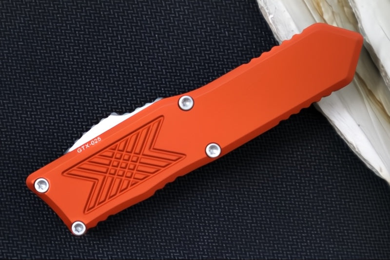 Guardian Tactical GTX-025 OTF - Stonewash Finish / Elmax Steel / Tanto Blade / Burnt Orange Anodized Aluminum Handle 12-4521