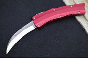Heretic Knives ROC OTF - Red Anodized Aluminum Handle / Stonewashed Blade / Hawkbill Style - Northwest Knives
