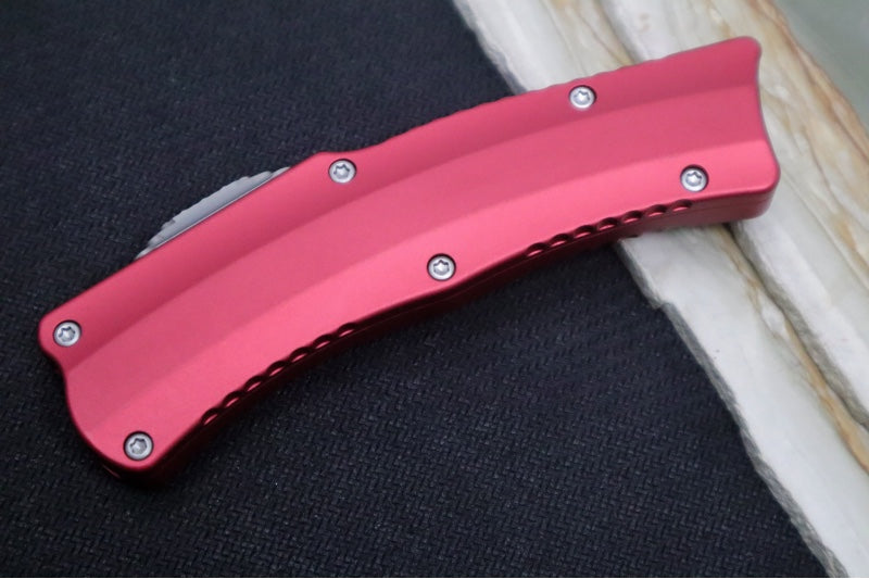 Heretic Knives ROC OTF - Red Anodized Aluminum Handle / Stonewashed Blade / Hawkbill Style - Northwest Knives