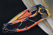 Heretic Knives Medusa Auto Limited Edition - Recurve Cerakoted & Hand Painted Blade / Orange Cerakoted Aluminum Handle with Black Grip Inlays / CPM-Magnacut Steel H011-CS-OG - Northwest Knives