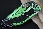 Heretic Knives Medusa Auto Limited Edition - Recurve Cerakoted & Hand Painted Blade / Toxic Green Cerakoted Aluminum Handle with Black Grip Inlays / CPM-Magnacut Steel H011-CS-TX - Northwest Knives