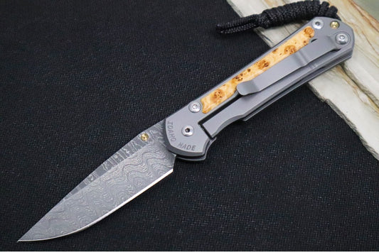Chris Reeve Knives Large Sebenza 31 LEFT HAND - Chad Nichols Ladder Damascus / Box Elder Handle L31-1113 (A1)