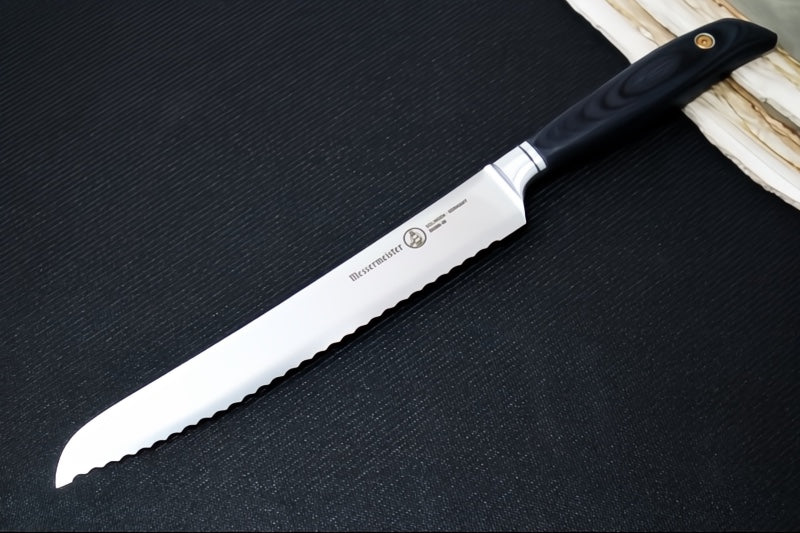 Messermeister Blacksmith - 8.5" Scalloped Slicing Knife - German X50 Stainless Steel - Hand-Polished Ebony Pakkawood Handle - Handcrafted in Solingen, Germany - Northwest Knives
