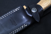 Lionsteel T5 Fixed Blade -  Natural Canvas Micarta Handle / Niolox Steel / Black Leather Sheath T5-CVN - Northwest Knives