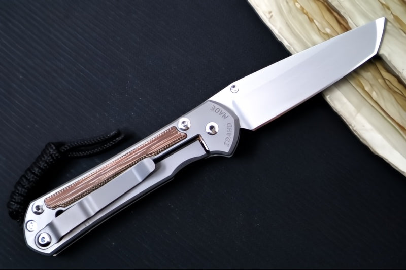 Chris Reeve Knives Small Sebenza 31 Glass Blasted - Tanto / Natural Canvas Micarta Inlay / CPM-Magnacut Steel S31-1234