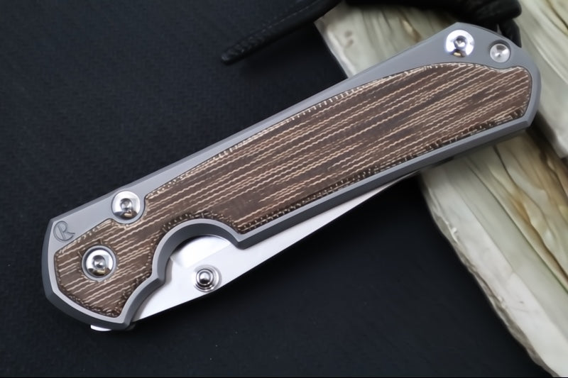 Chris Reeve Knives Small Sebenza 31 Glass Blasted - Tanto / Natural Canvas Micarta Inlay / CPM-Magnacut Steel S31-1234
