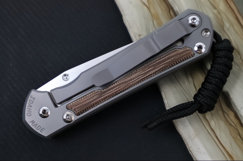 Chris Reeve Knives Small Sebenza 31 Glass Blasted - Tanto / Natural Canvas Micarta Inlay / CPM-Magnacut Steel S31-1234