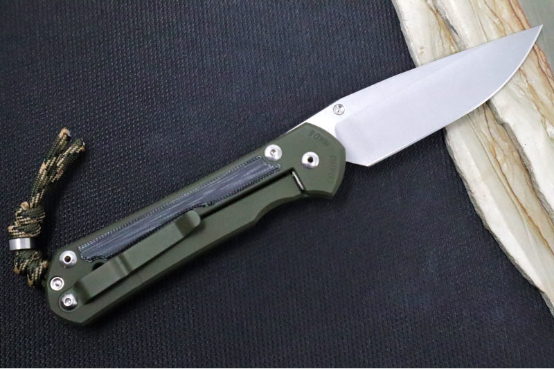 Chris Reeve Knives Large Sebenza 31 NWK Exclusive - Drop Point Blade / CPM-Magnacut Steel / OD Green Cerakote Handle with Black Micarta / Camo Lanyard L31-1707