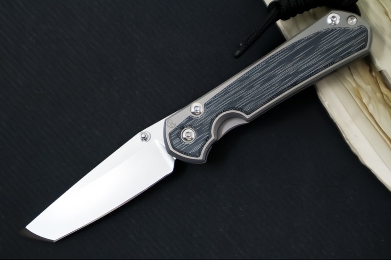 Chris Reeve Knives Small Sebenza 31 Glass Blasted - Tanto / Black Canvas Micarta Inlay / CPM-Magnacut Steel S31-1232