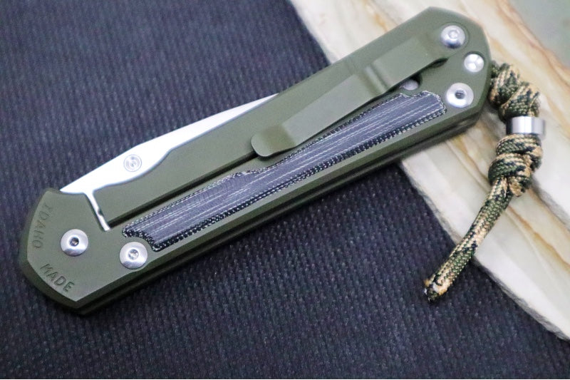 Chris Reeve Knives Large Sebenza 31 NWK Exclusive - Drop Point Blade / CPM-Magnacut Steel / OD Green Cerakote Handle with Black Micarta / Camo Lanyard L31-1707