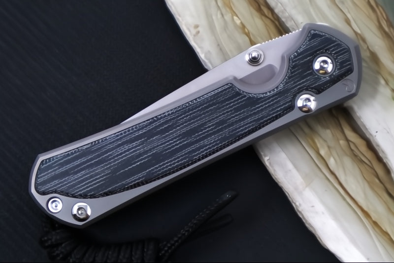 Chris Reeve Knives Small Sebenza 31 Glass Blasted - Tanto / Black Canvas Micarta Inlay / CPM-Magnacut Steel S31-1232