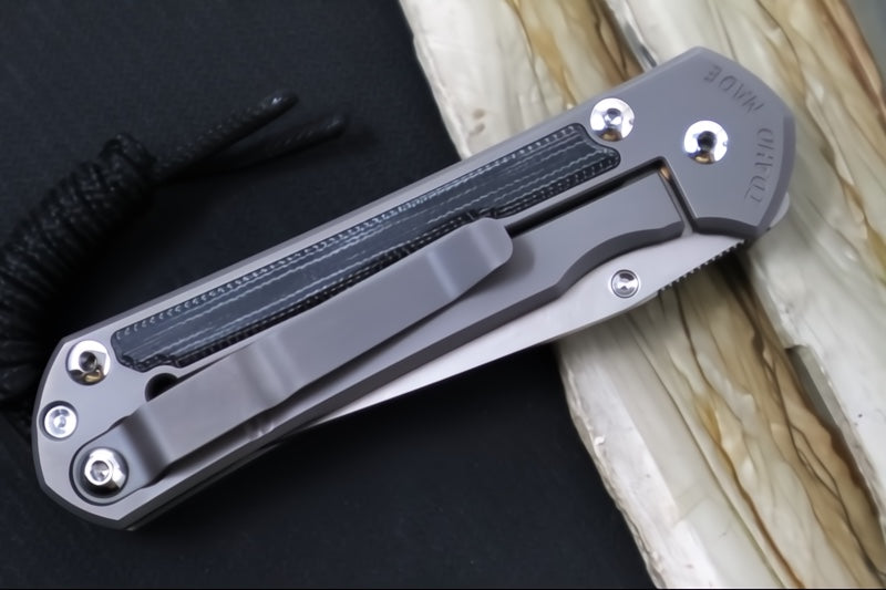 Chris Reeve Knives Small Sebenza 31 Glass Blasted - Tanto / Black Canvas Micarta Inlay / CPM-Magnacut Steel S31-1232