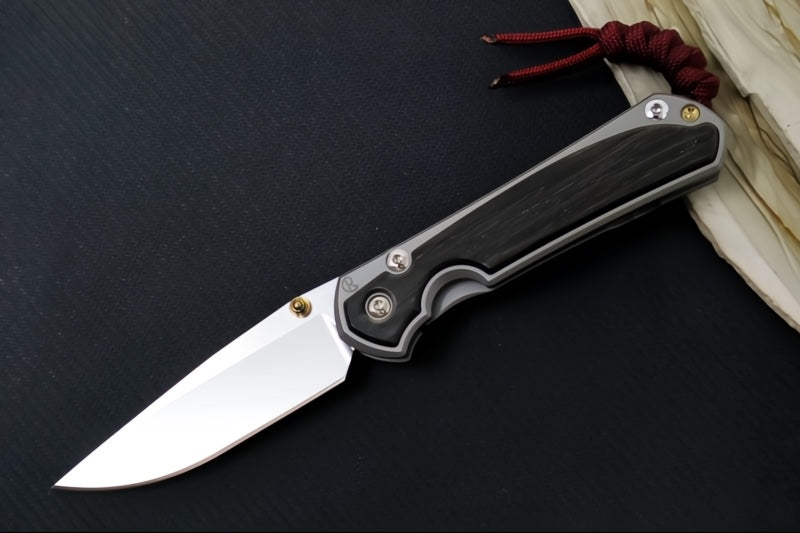 Chris Reeve Knives Small Sebenza 31 - Drop Point Blade in CPM-Magnacut / Bog Oak Inlay / Burgundy Notted Lanyard / Double Lugs S31-1100