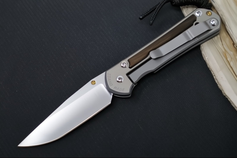 Chris Reeve Knives Small Sebenza 31 LEFT HAND - CPM-Magnacut Steel / Polished Drop Point / Macassar Ebony Inlay (A1) S31-1637