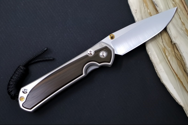 Chris Reeve Knives Small Sebenza 31 LEFT HAND - CPM-Magnacut Steel / Polished Drop Point / Macassar Ebony Inlay (A1) S31-1637