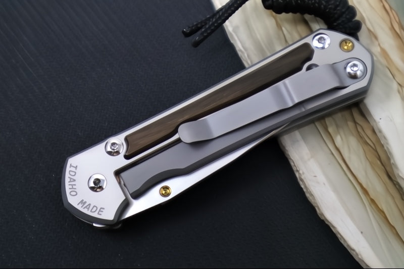 Chris Reeve Knives Small Sebenza 31 LEFT HAND - CPM-Magnacut Steel / Polished Drop Point / Macassar Ebony Inlay (A1) S31-1637