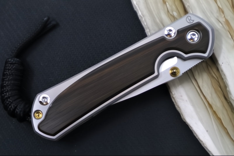 Chris Reeve Knives Small Sebenza 31 LEFT HAND - CPM-Magnacut Steel / Polished Drop Point / Macassar Ebony Inlay (A1) S31-1637 - Northwest Knives