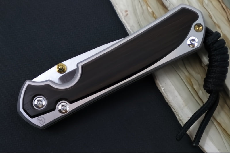 Chris Reeve Knives Small Sebenza 31 LEFT HAND - CPM-Magnacut Steel / Polished Drop Point / Macassar Ebony Inlay (A2) S31-1637