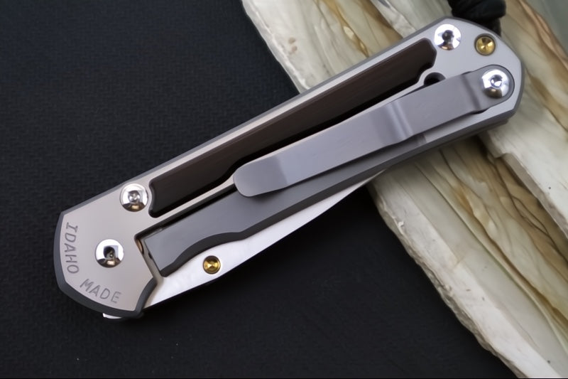 Chris Reeve Knives Small Sebenza 31 LEFT HAND - CPM-Magnacut Steel / Polished Drop Point / Macassar Ebony Inlay (A2) S31-1637