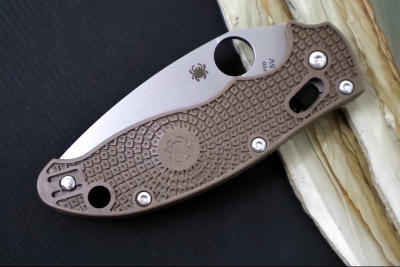 Spyderco Manix 2 SPRINT RUN - Brown FRN Handle / Stonewashed Finish / CPM-15V Steel - C101PBN15V2