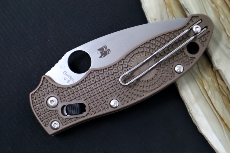 Spyderco Manix 2 SPRINT RUN - Brown FRN Handle / Stonewashed Finish / CPM-15V Steel - C101PBN15V2