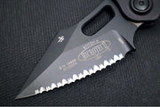 Microtech Stitch Auto Tactical - Wharncliffe Black Blade with Full Serrate / Black Aluminum Handle 169-3T - Northwest Knives