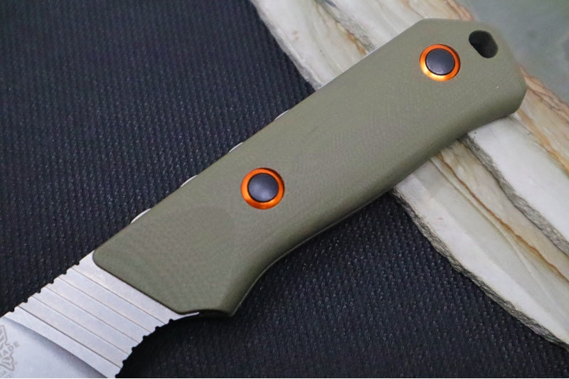 Benchmade 15600-01 Raghorn - CPM-S30V Steel / Stonewashed Blade / Green G-10 & Orange Anodized Accents