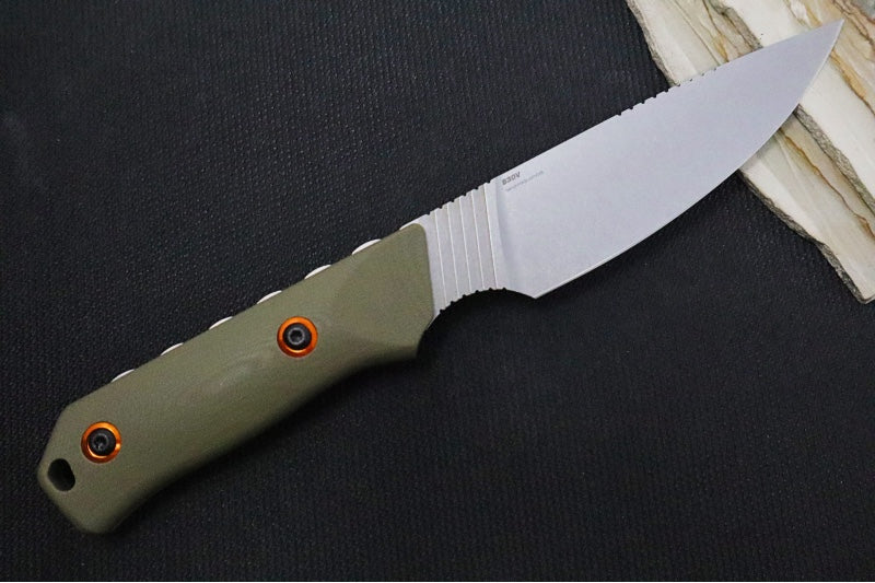 Benchmade 15600-01 Raghorn - CPM-S30V Steel / Stonewashed Blade / Green G-10 & Orange Anodized Accents