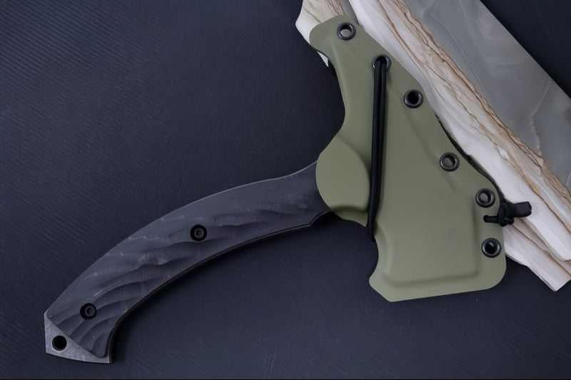 Toor Knives F13 Tommy Tomahawk Bomber Black -  Blackwashed Finished Blade / D2 Steel / Bomber Black G-10 Handle / Kydex Sheath 850061338167