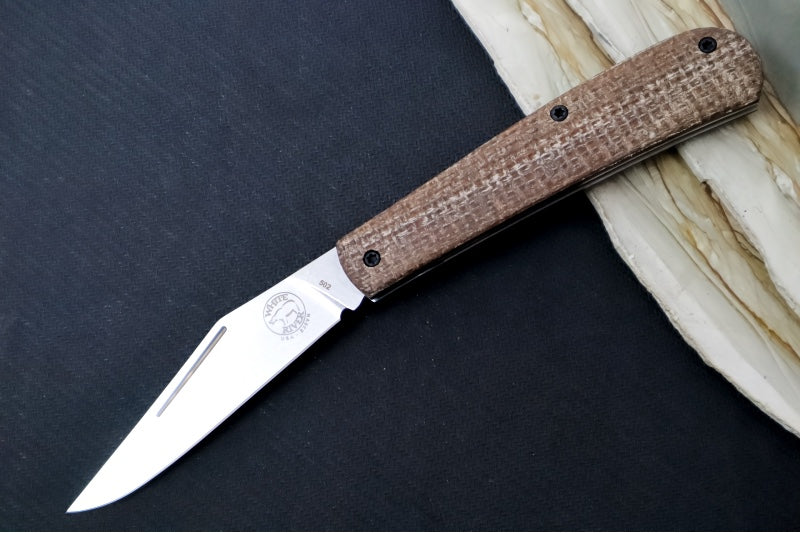 White River Knives Trailhead Trapper Slipjoint - Natural Burlap Micarta Handle / Trapper Blade / CPM-S35VN Steel WRTHT-BNA