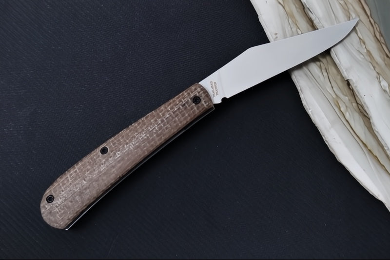 White River Knives Trailhead Trapper Slipjoint - Natural Burlap Micarta Handle / Trapper Blade / CPM-S35VN Steel WRTHT-BNA