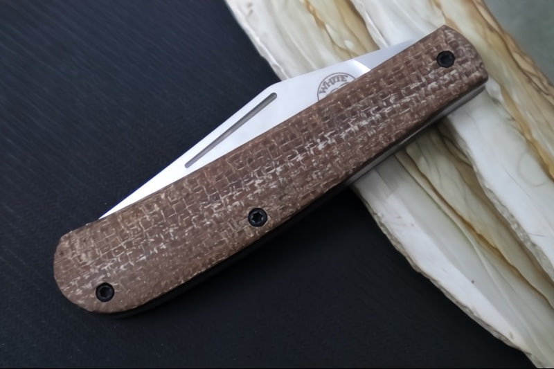 White River Knives Trailhead Trapper Slipjoint - Natural Burlap Micarta Handle / Trapper Blade / CPM-S35VN Steel WRTHT-BNA