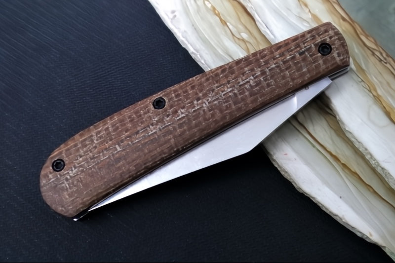 White River Knives Trailhead Trapper Slipjoint - Natural Burlap Micarta Handle / Trapper Blade / CPM-S35VN Steel WRTHT-BNA