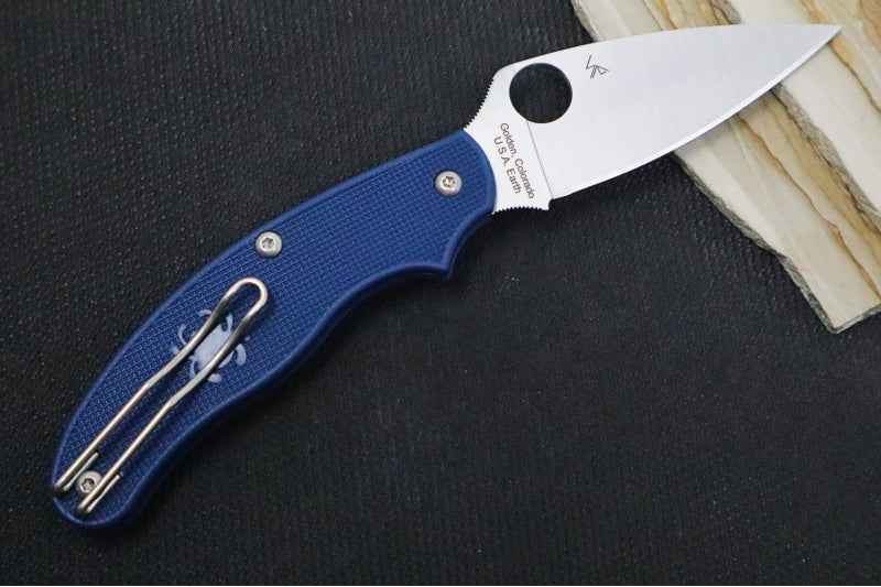 Spyderco UK Penknife Lightweight - Blue FRN Handle Handle / Leaf Shaped Blade / SPY27 Steel C94PCBL
