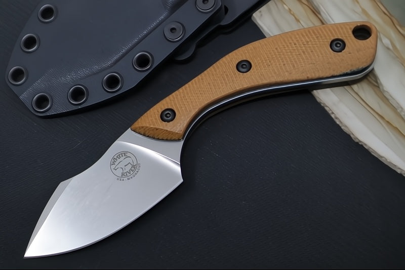 White River Apex Fixed Blade - Natural Canvas Micarta Handle & Black LIners / CPM-Magnacut Blade WRSS-APX-MNB