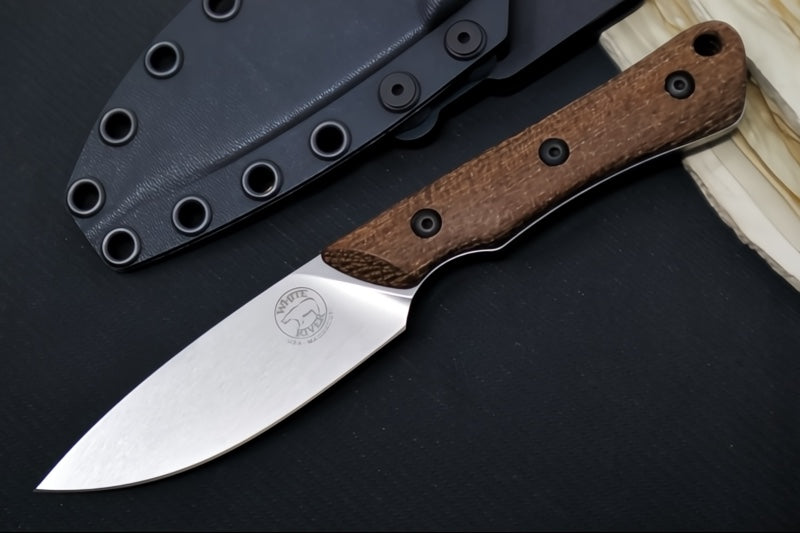 White River Brave Fixed Blade - Natural Burlap MIcarta Handle / CPM-Magnacut Blade WRSS-BRV-BNA - Northwest Knives