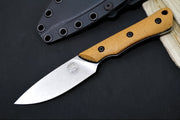 White River Brave Fixed Blade - Natural Linen MIcarta Handle & Black Liners / CPM-Magnacut Blade WRSS-BRV-MNB - Northwest Knives