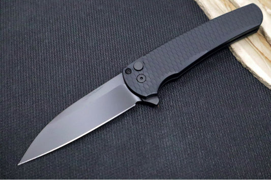 Pro Tech Malibu Limited - "Dragon Scale" Black Anodized Aluminum Handle / Black Hardware & Clip / DLC Black finish / Wharncliffe Blade / CPM-Magnacut 5336