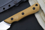 White River Brave Fixed Blade - Natural Linen MIcarta Handle & Black Liners / CPM-Magnacut Blade WRSS-BRV-MNB - Northwest Knives