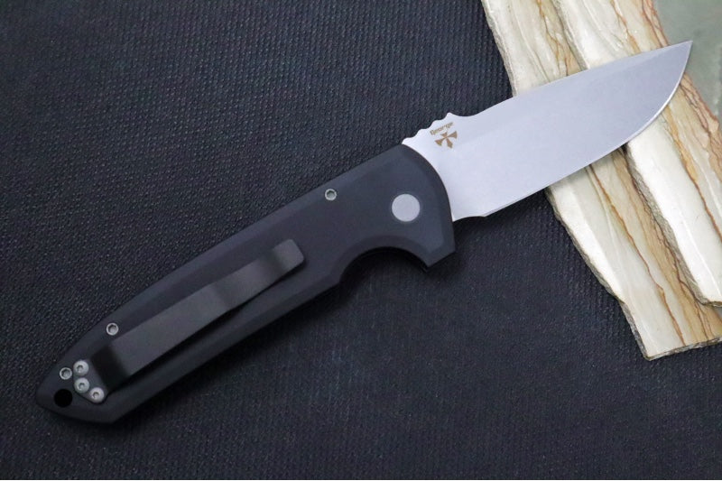 Pro Tech Rockeye Auto - Knurled Black Aluminum Handle / Stonewashed CPM-S35VN Blade LG305 - Northwest Knives