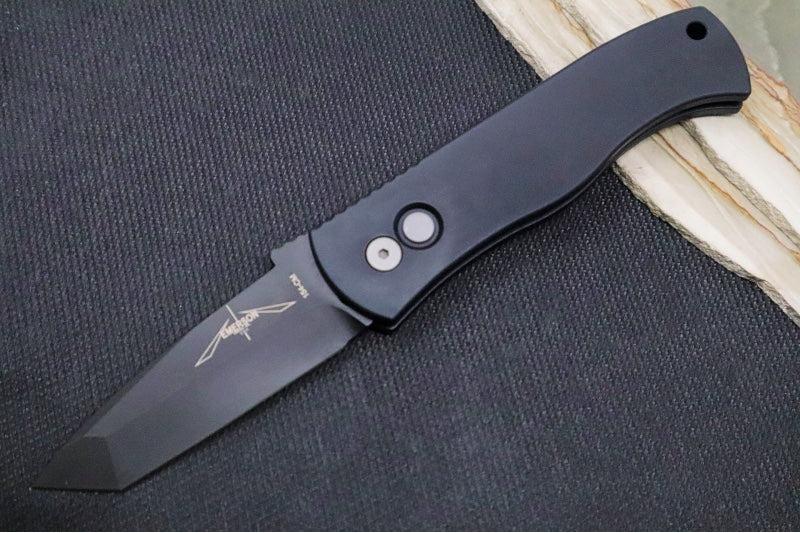 Pro Tech Emerson Auto - Black Anodized Aluminum Handle / Black DLC Finished Tanto Blade / CPM-154CM Steel E7T03