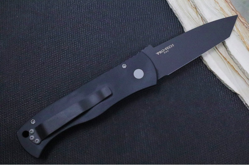 Pro Tech Emerson Auto - Black Anodized Aluminum Handle / Black DLC Finished Tanto Blade / CPM-154CM Steel E7T03