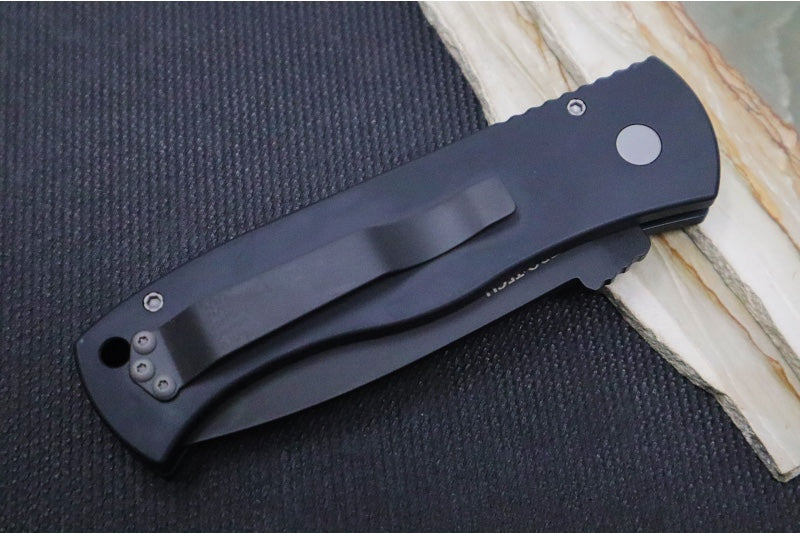 Pro Tech Emerson Auto - Black Anodized Aluminum Handle / Black DLC Finished Tanto Blade / CPM-154CM Steel E7T03