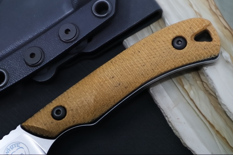 White River Axiom Fixed Blade - Natural Canvas Micarta Handle & Black Liners / CPM-Magnacut Blade WRSS-AXM-MNB