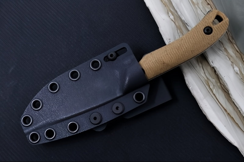 White River Axiom Fixed Blade - Natural Canvas Micarta Handle & Black Liners / CPM-Magnacut Blade WRSS-AXM-MNB - Northwest Knives
